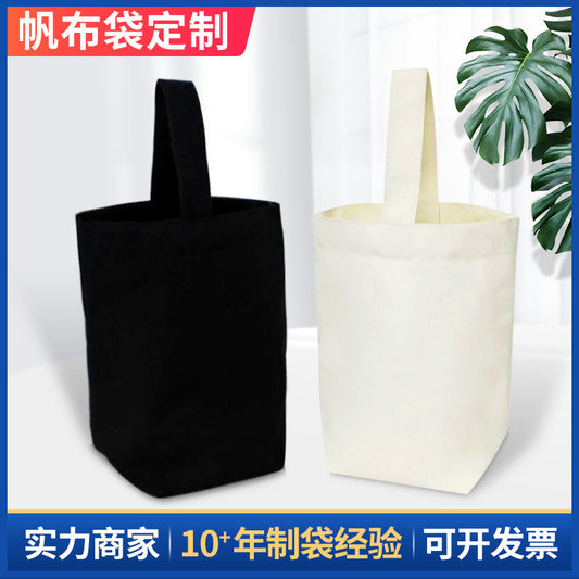 Bucket shaped canvas bag made of pure cotton for DIY