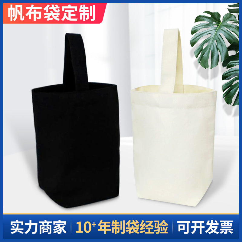 Bucket shaped canvas bag made of pure cotton for DIY