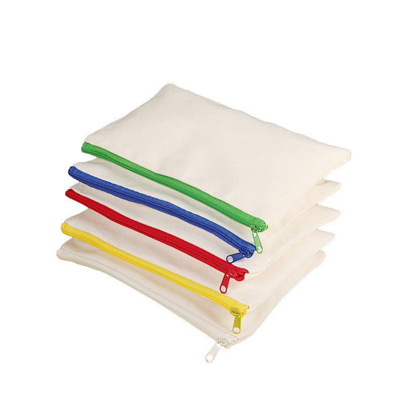 Blank hand-drawn DIY zipper canvas pencil bag student stationery bag pencil storage bag