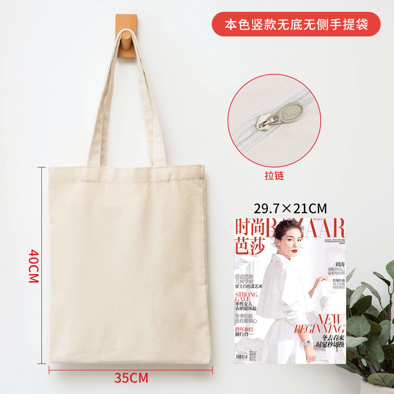 Thick black and white canvas bag with multiple sizes and shapes