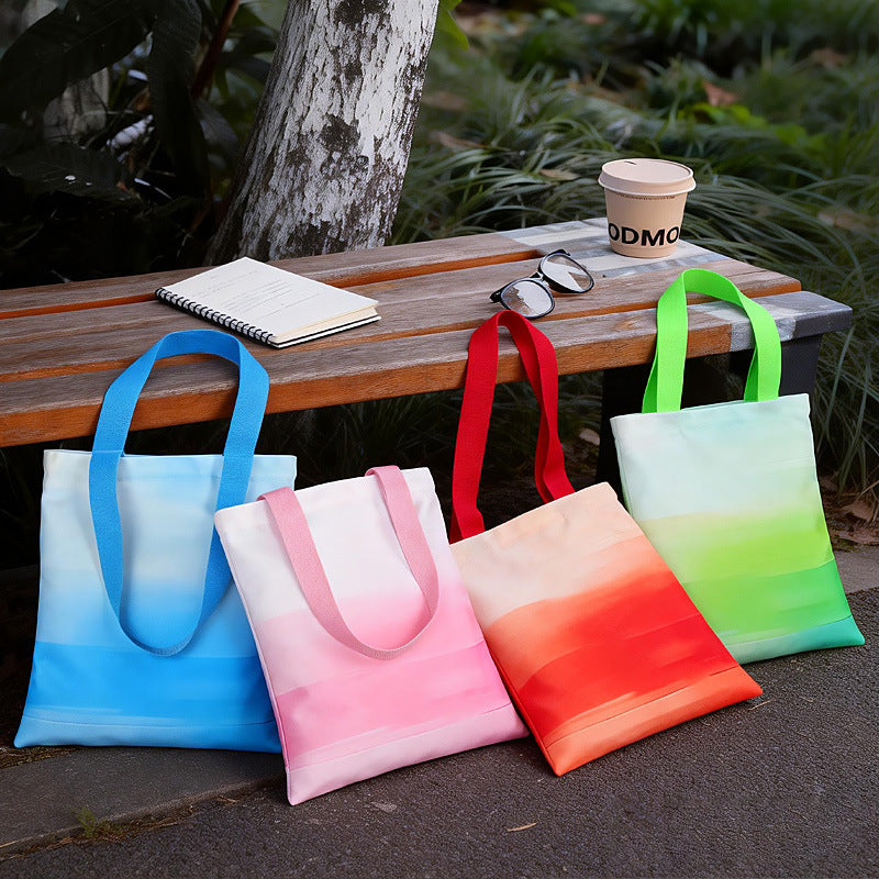 Gradient color multi size canvas bag