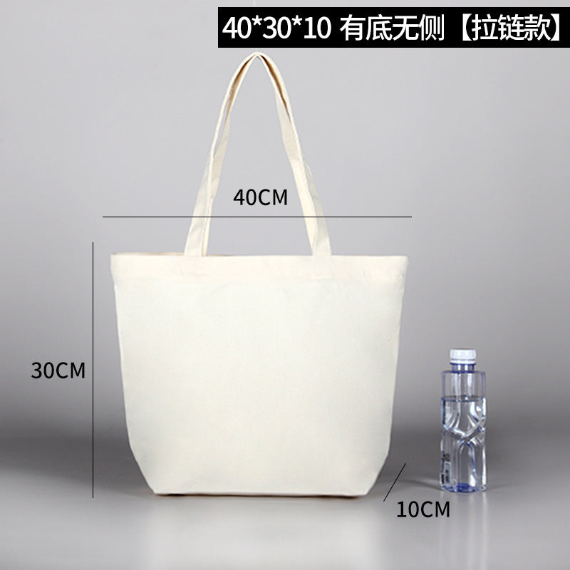 Thick black and white canvas bag with multiple sizes and shapes