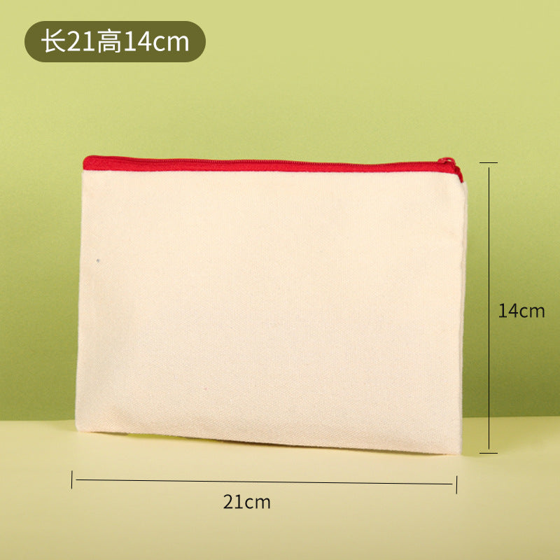 Blank hand-drawn DIY zipper canvas pencil bag student stationery bag pencil storage bag