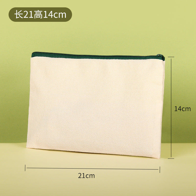 Blank hand-drawn DIY zipper canvas pencil bag student stationery bag pencil storage bag
