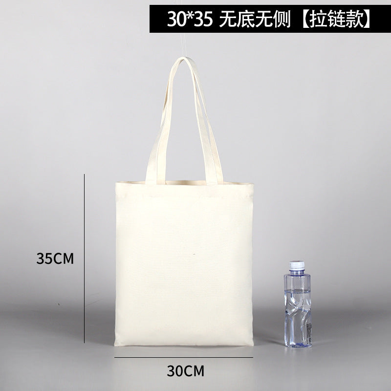 Thick black and white canvas bag with multiple sizes and shapes