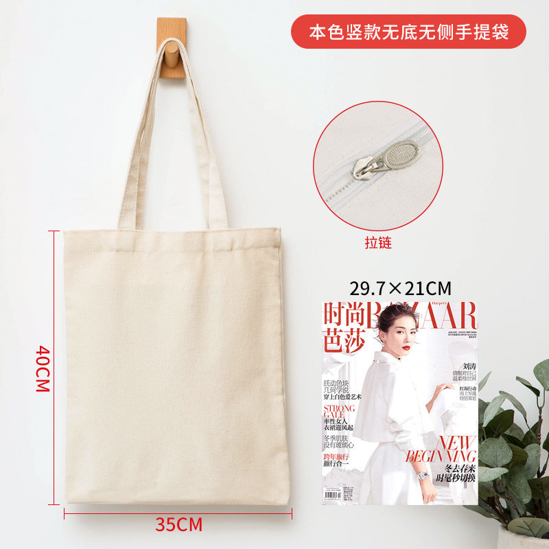 Thick black and white canvas bag with multiple sizes and shapes