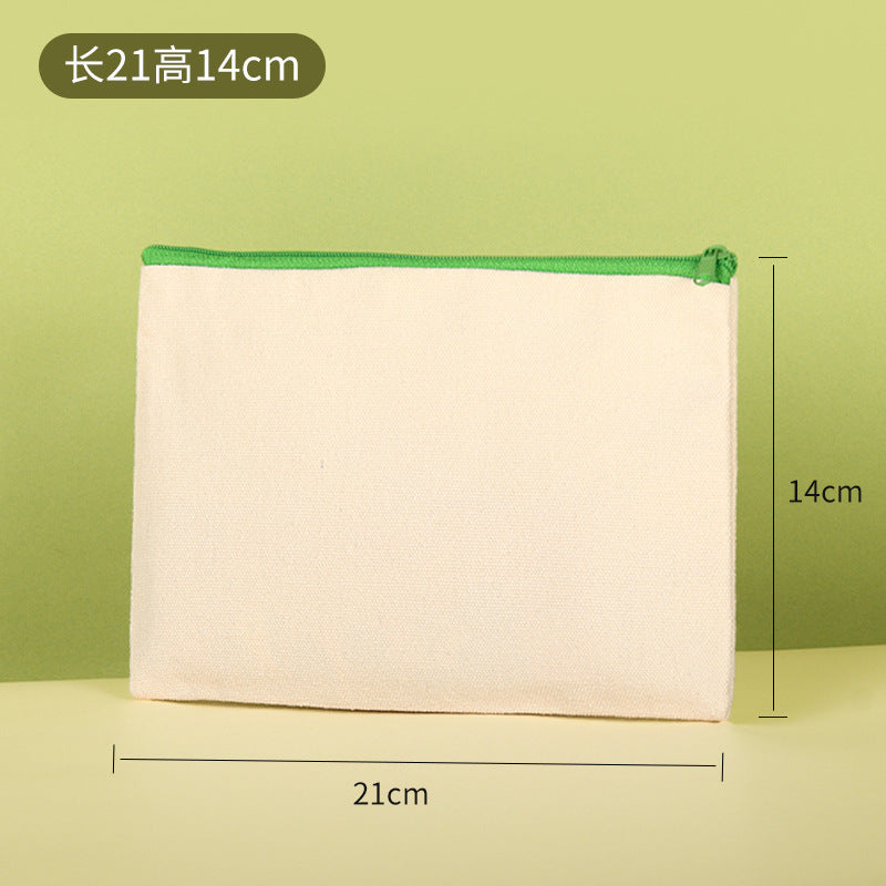 Blank hand-drawn DIY zipper canvas pencil bag student stationery bag pencil storage bag