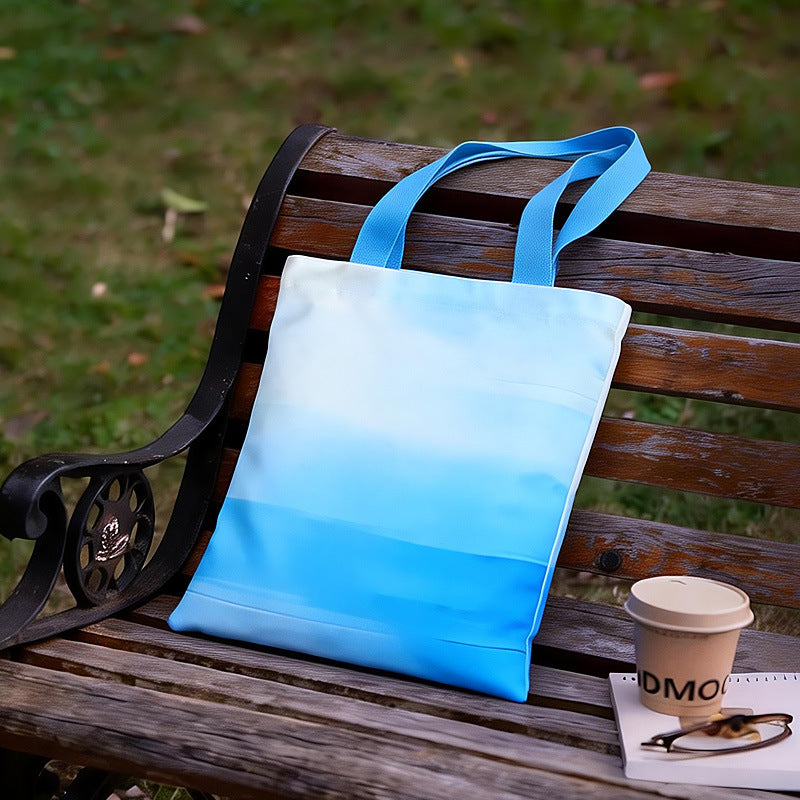Gradient color multi size canvas bag