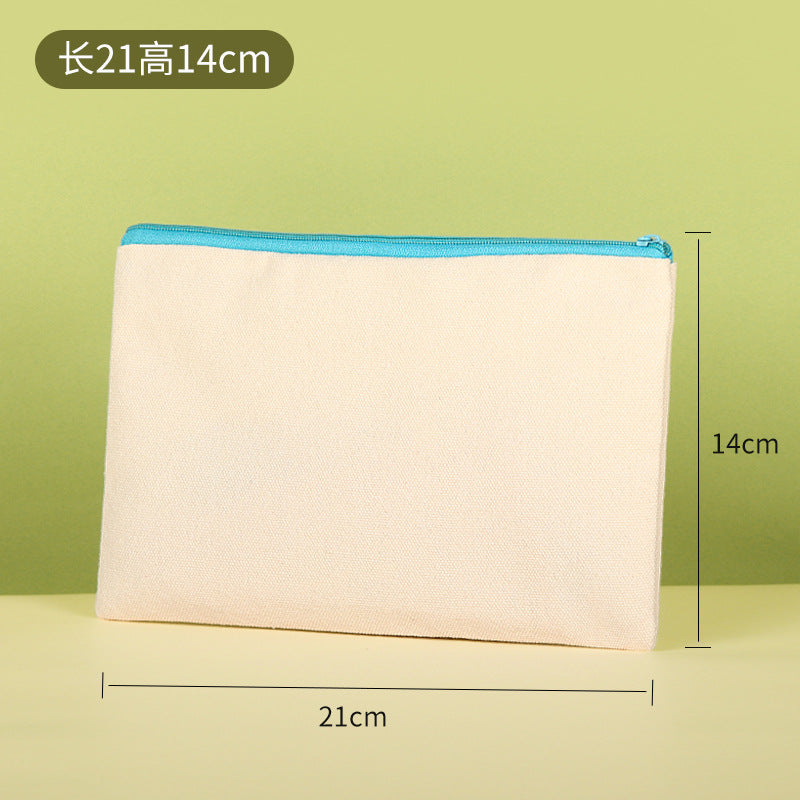 Blank hand-drawn DIY zipper canvas pencil bag student stationery bag pencil storage bag