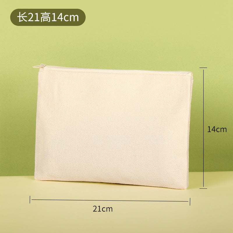 Blank hand-drawn DIY zipper canvas pencil bag student stationery bag pencil storage bag