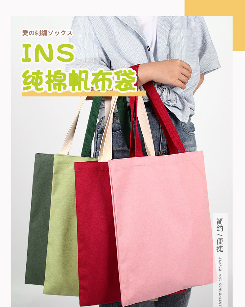 Color blocked canvas bag made of pure cotton for DIY