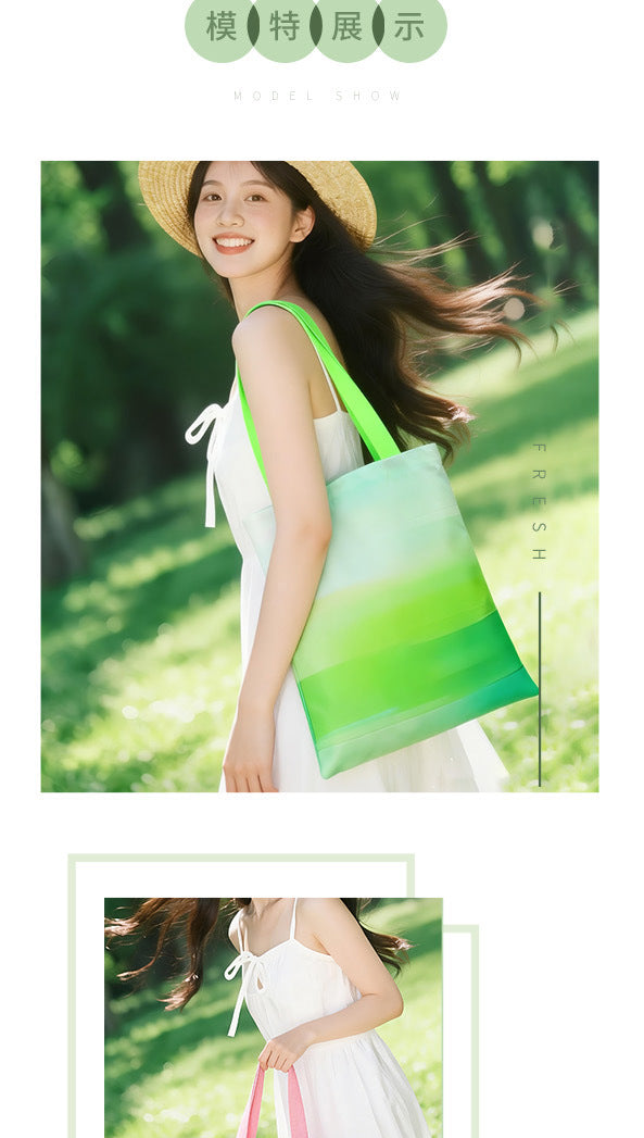 Gradient color multi size canvas bag