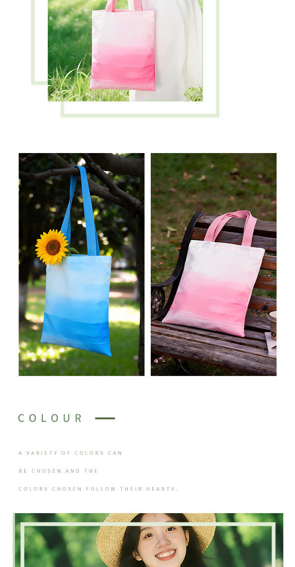 Gradient color multi size canvas bag