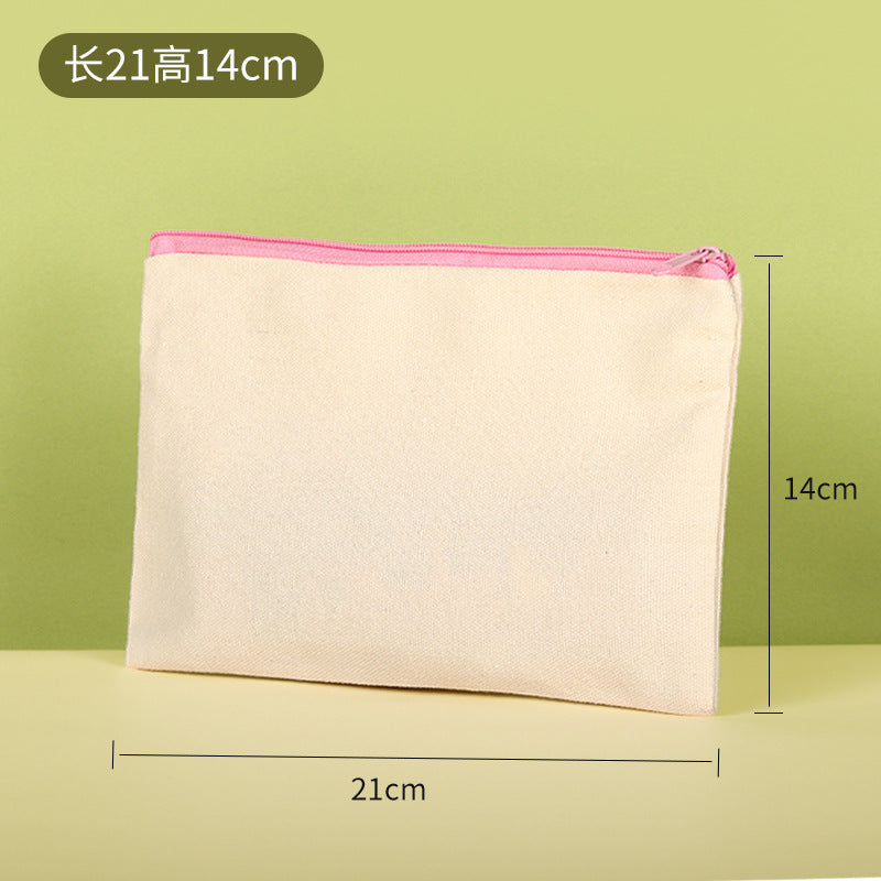 Blank hand-drawn DIY zipper canvas pencil bag student stationery bag pencil storage bag