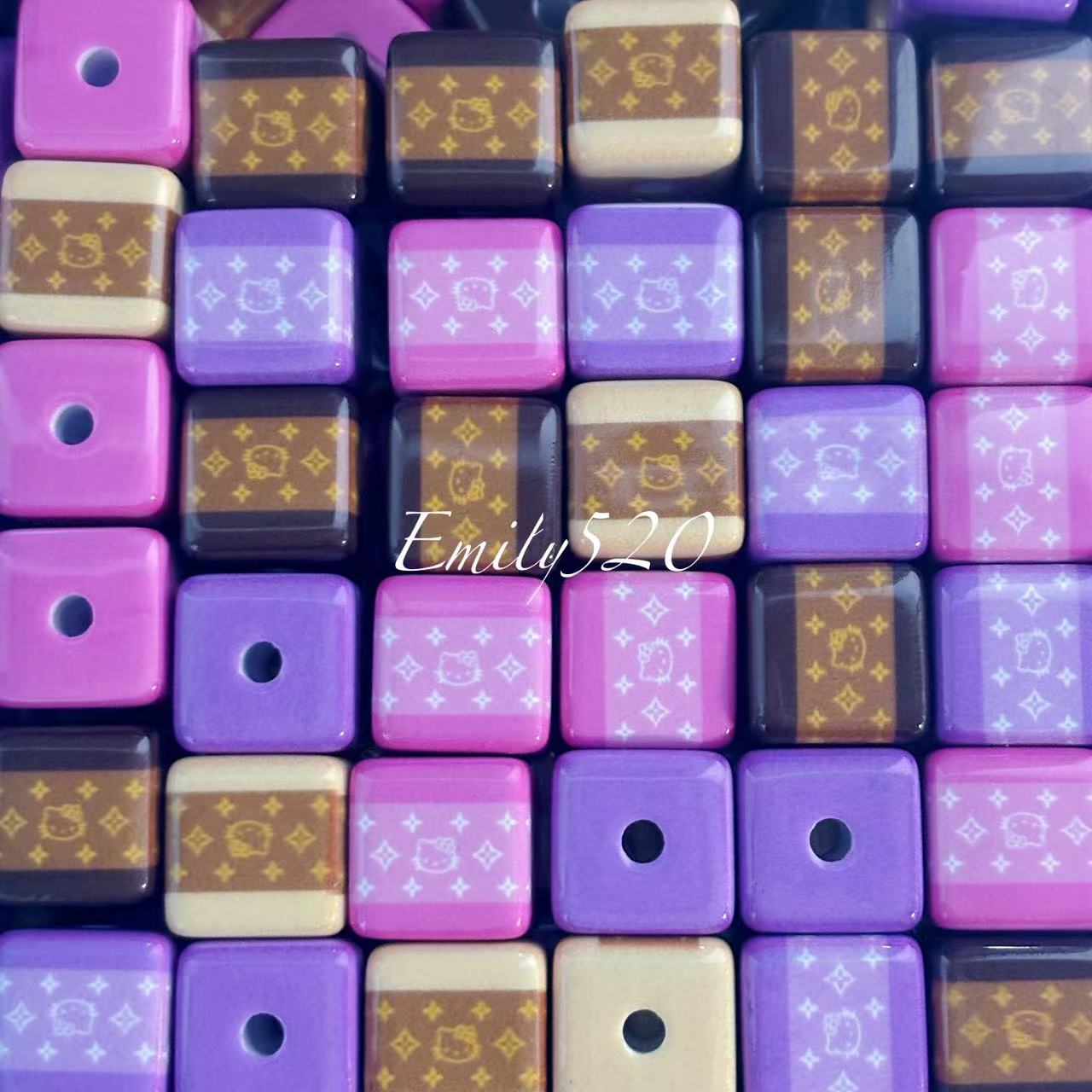 【C364】🌟 Luxury Square LV Acrylic Beads 16MM