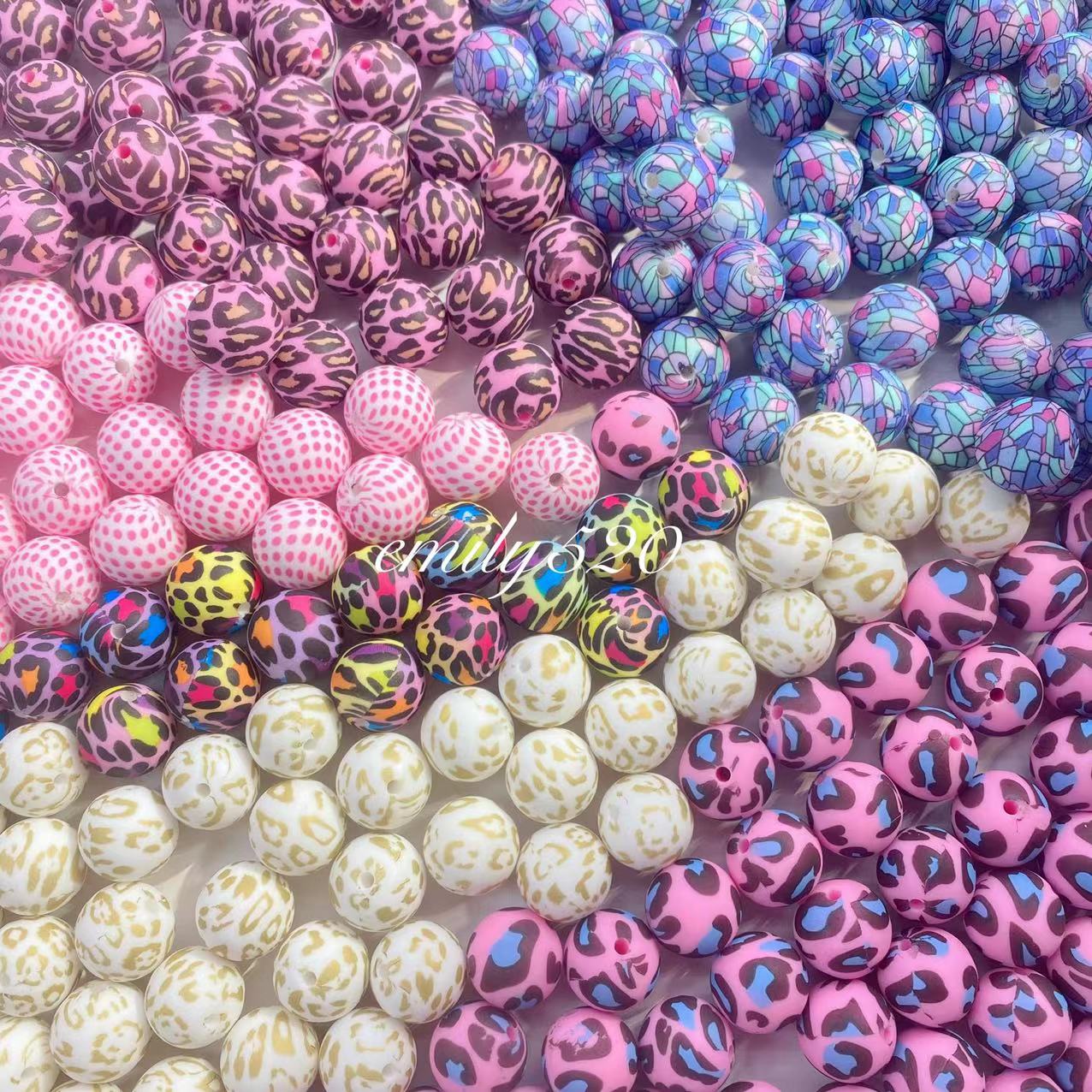 【C192】15 MM Silica gel Leopard mix for DIY