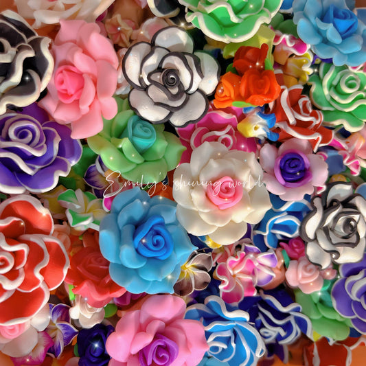【A567】6.4-Restock!🏵️ 3D High Quilty Clay Diy Flower Multiple Design Mixed (With Holes)