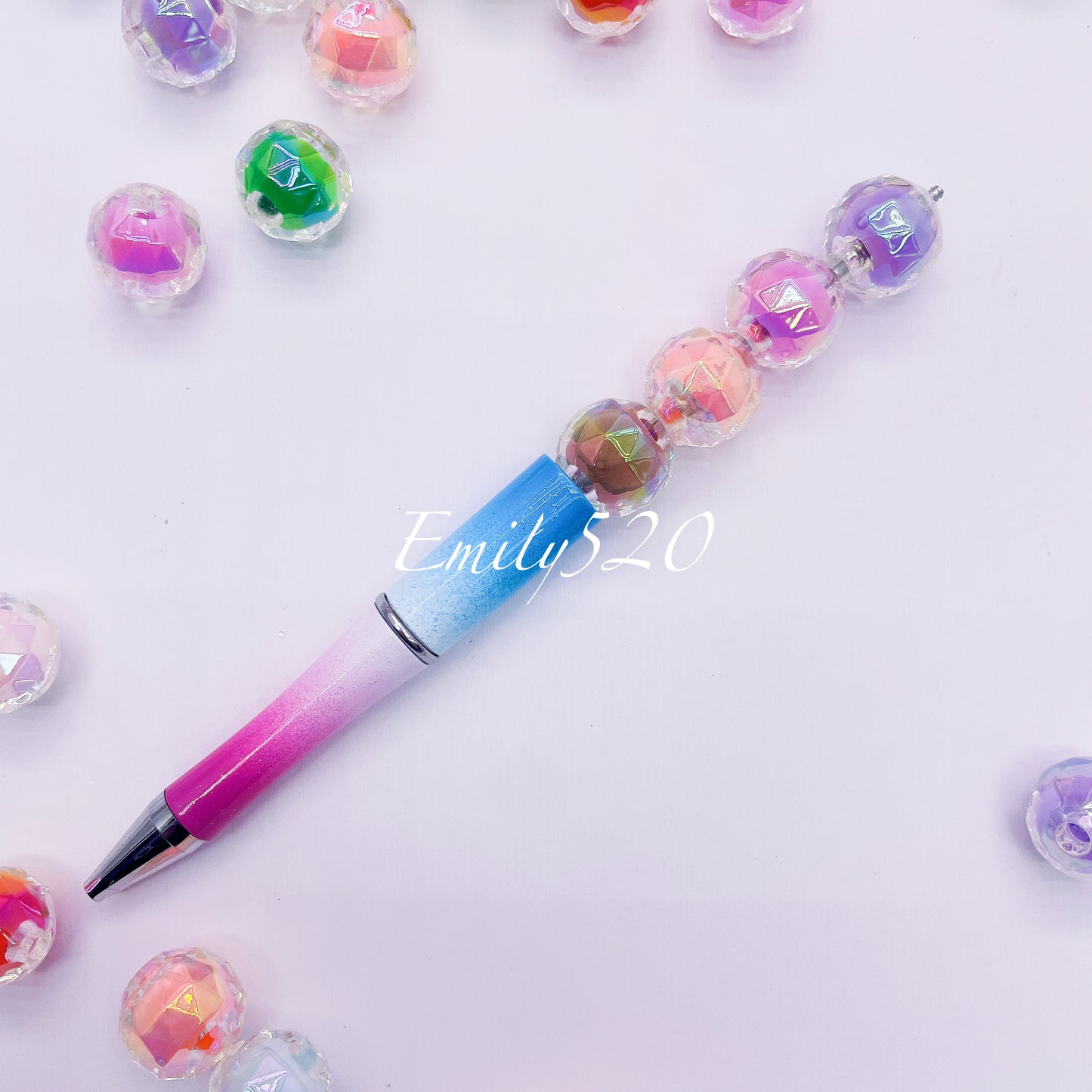 【C258】🟠6.14-Restock💗、Double Layer Iridescent Acrylic Beads for Diy Pen/ Keychain