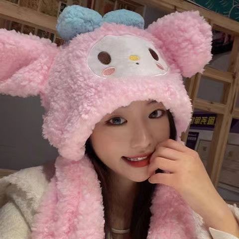 （再入荷!!）😍 サンリオ 耳あてとマフラー付き冬帽子