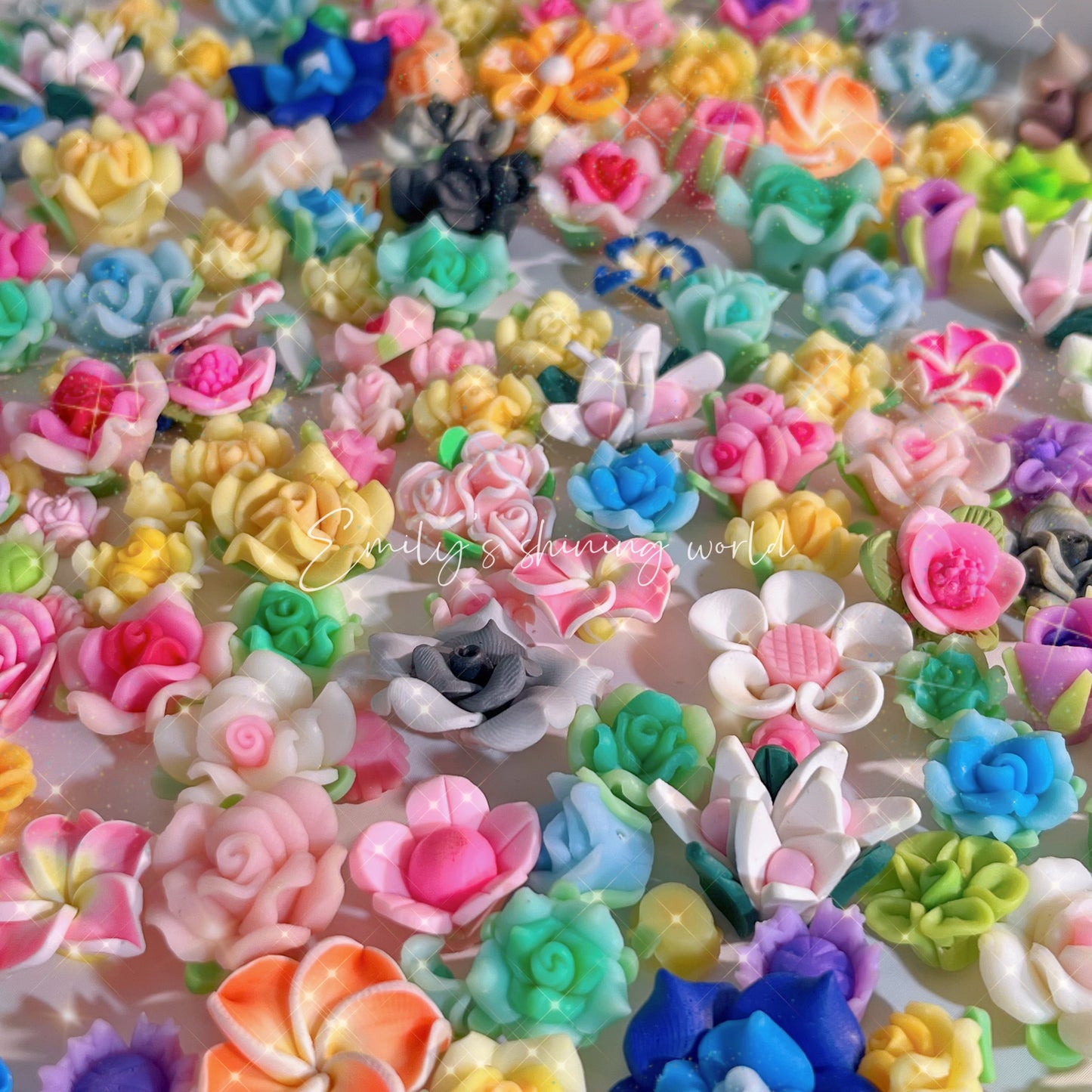 【A567】6.4-Restock!🏵️ 3D High Quilty Clay Diy Flower Multiple Design Mixed (With Holes)