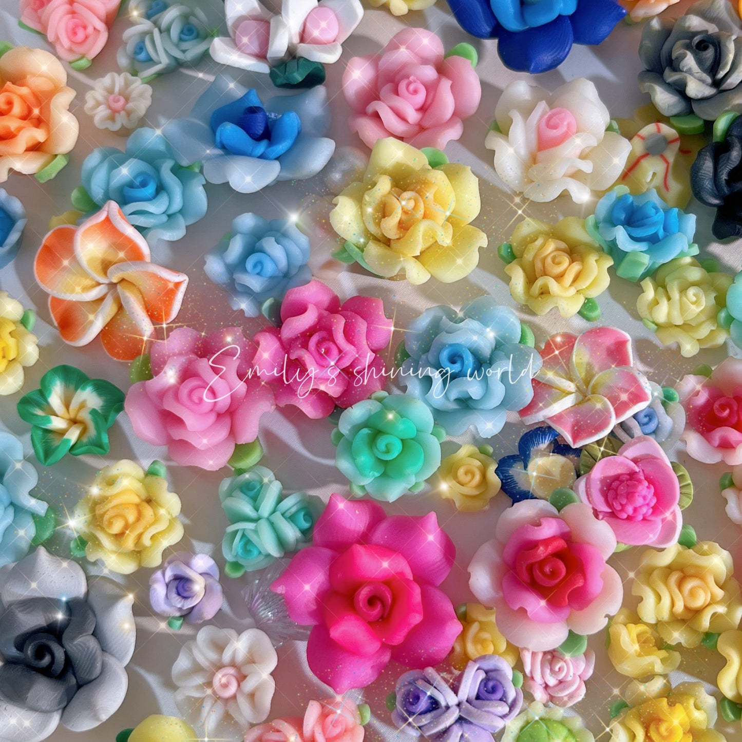 【A567】6.4-Restock!🏵️ 3D High Quilty Clay Diy Flower Multiple Design Mixed (With Holes)