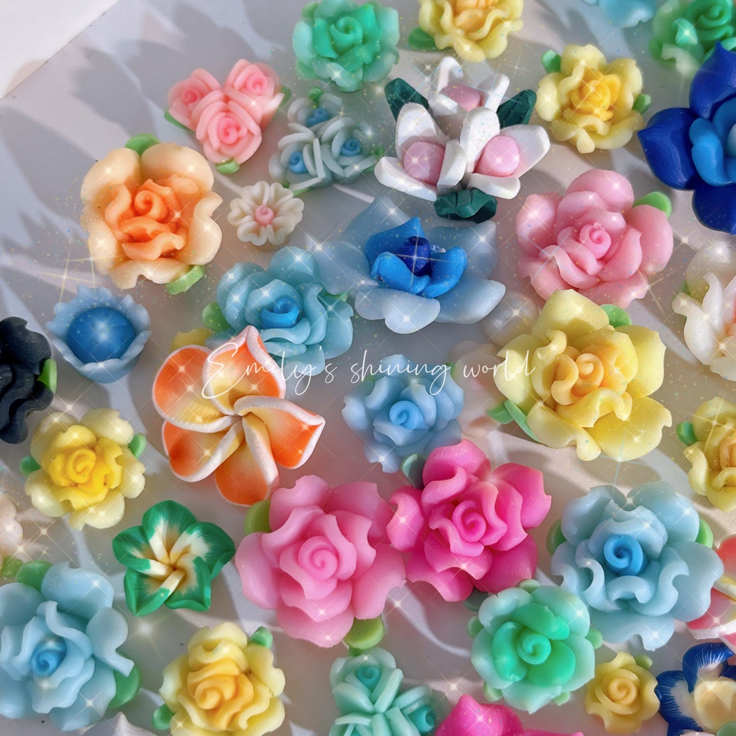 【A567】6.4-Restock!🏵️ 3D High Quilty Clay Diy Flower Multiple Design Mixed (With Holes)