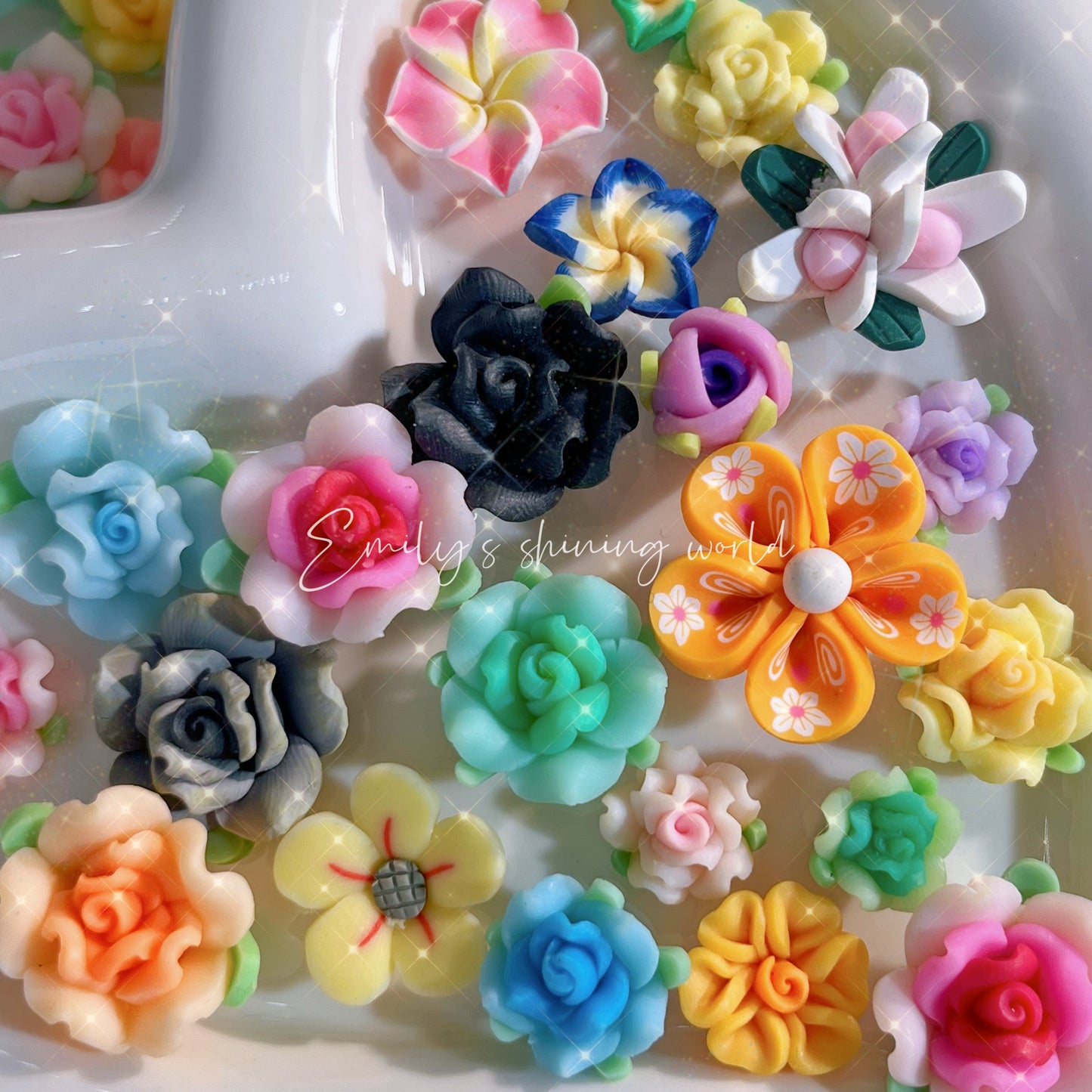 【A567】6.4-Restock!🏵️ 3D High Quilty Clay Diy Flower Multiple Design Mixed (With Holes)